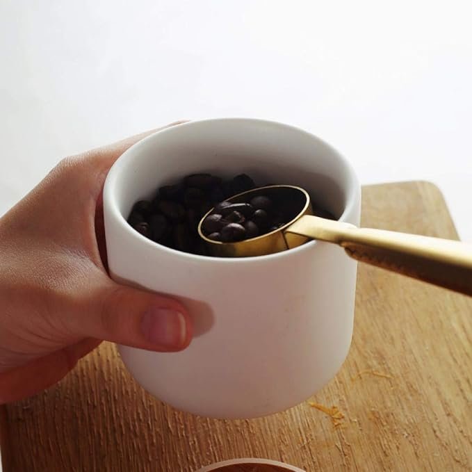 4 Black Ceramic Kitchen Canister with Bamboo Lid - Airtight Storage Container for Coffee, Tea, and Spices