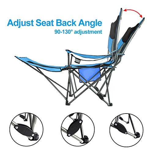 5 OUTDOOR LIVING SUNTIME Camping Folding Portable Mesh Chair with Removabel Footrest