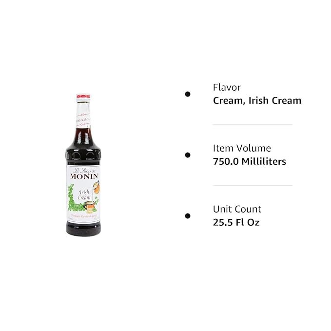 2 750ml Bottle of Monin Irish Cream Syrup