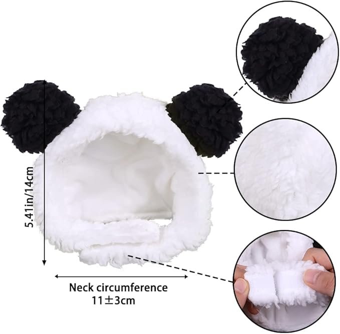 1 JOICEE Cute Cat Costume Warm Bear Hat for Cat Adjustable Soft Small Pet Headwear Bear Hat for Cat Puppy Dog (Black&White)