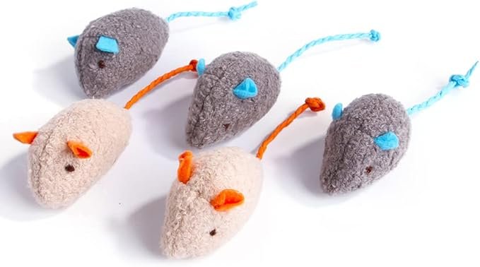 3 Q.Y.HOME Cat Toy Interactive Toy Plush Mouse Shaped Toy - (3 Pack),Small Breeds