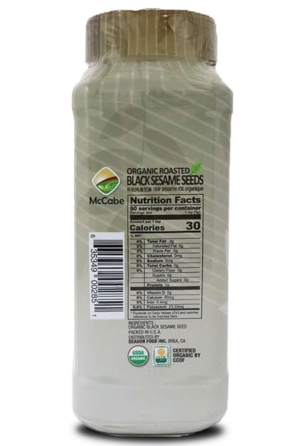 1 McCabe Organic Roasted Black Sesame Seeds - Organic Toasted Black Sesame Seeds | Rich with Fiber & Minerals | USDA and CCOF Certified | Packed in USA | 16oz