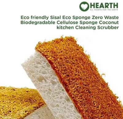 2 Eco Sponge Kitchen Cleaning Set - 12 Pack of Natural, Earth-Friendly Dish and Surface Scrubbers, Made from Sustainable Wood Pulp with Coconut and Sisal Fibers