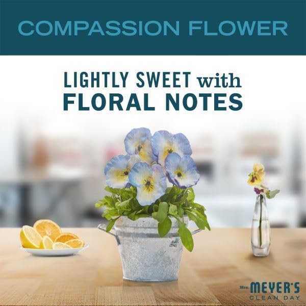 4 MRS. MEYER'S CLEAN DAY Liquid Dish Soap Refill, Biodegradable Formula, Compassion Flower, 48 fl. oz