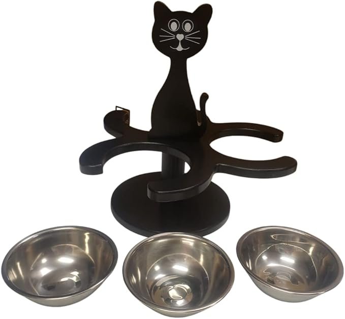 1 ZENVY Multiple Cat Feeder | Triple Raised Cat Feeder with Removable Bowls