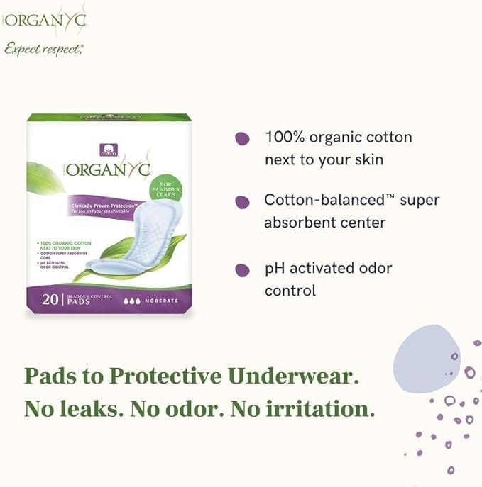 1 Organyc Certified Organic Cotton Pads for Incontinence, Certified Odor Control, Free from Perfumes, Dyes, Plastics, and Chemicals, Maximum, 64 Count…