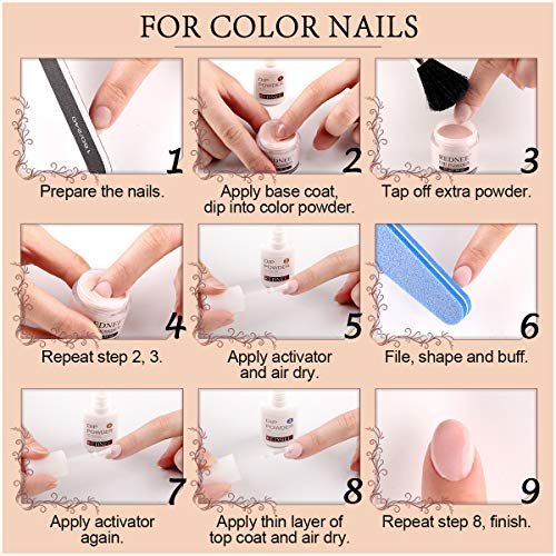 5 REDNEE Dip Powder 12 Colors Nail Starter Kit with Base Activator and Top Coat 22pcs Gift Set for Nail Art - RE08 Inviting Color