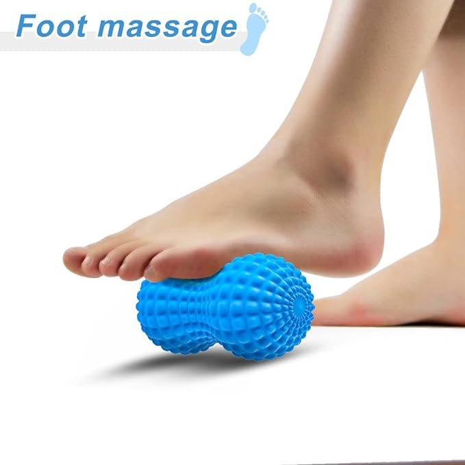 3 SELEWARE Peanut Massage Ball, Double Lacrosse Massage Roller Balls, Deep Tissue Massage Ball for Back, Neck, Shoulder, Spine, Legs, Hips, Peanut Roller Trigger Point Muscle Massage Relaxer (Blue)