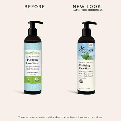 1 Sky Organics Blemish Control Purifying Face Wash for Face USDA Certified Organic to Cleanse, Purify & Hydrate, 6 fl. Oz