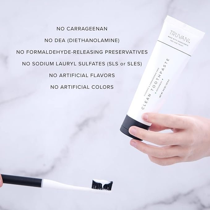 3 Truvani Clean Fluoride Free Toothpaste - Natural Paraben & Carrageenan Free Toothpaste - Peppermint (4.5 oz)