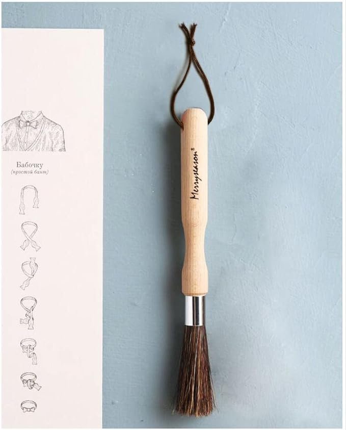4 Coffee Grinder Cleaning Brush - Barista's Choice - Espresso Machine Cleaner Tool for Home Kitchen - Premium Quality Beechwood Handle, Natural Boar Bristles, Convenient Leather Hanging Loop, Length: 8