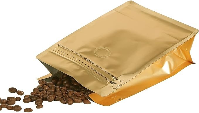 3 12oz/100pcs Aluminum Foil Gold Coffee Storage Bags with Valve, Enhanced Barrier
