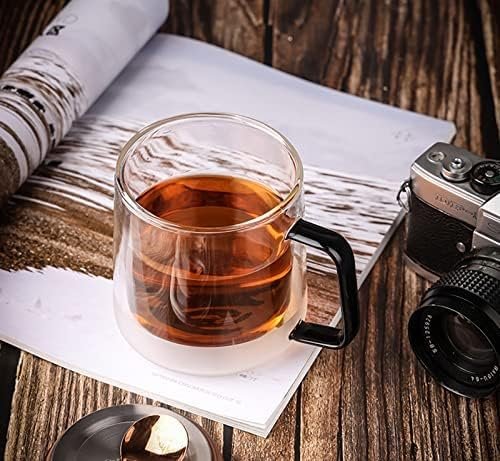 1 WYAM, Clear Glass Mug 350ML (12 Fl Oz), Insulated Cup for Hot Beverages with Sandblast Bottom