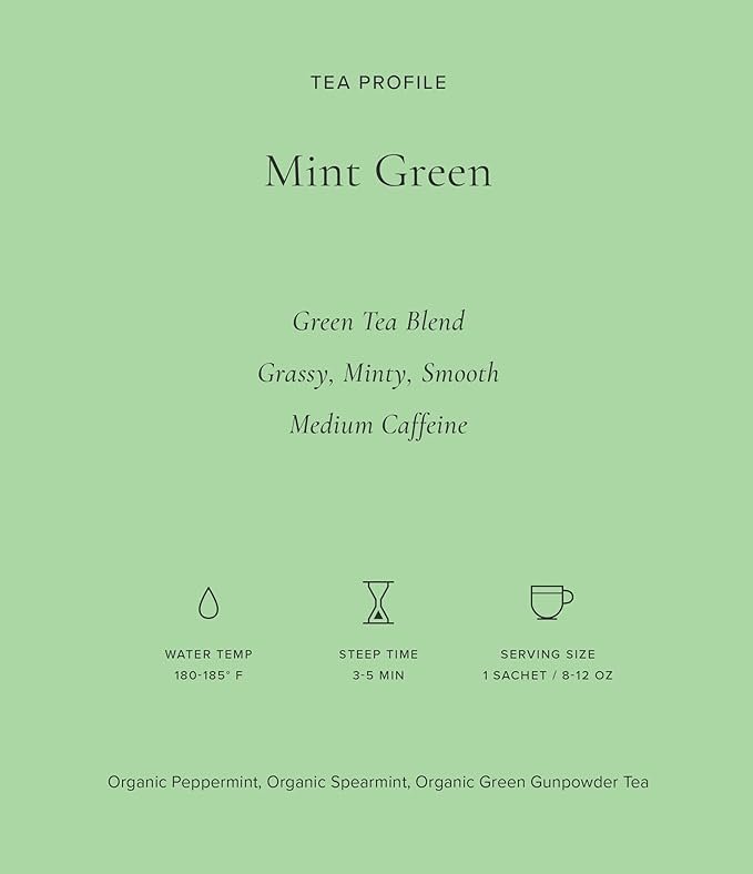 2 Art of Tea | Mint Green Tea | 12 Count Pyramid Tea Bag Sachets