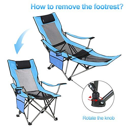 3 OUTDOOR LIVING SUNTIME Camping Folding Portable Mesh Chair with Removabel Footrest