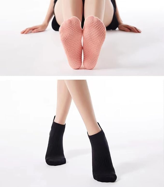 5 Grip Socks for Women Pilates Non Slip Socks Womens Pilates Socks with Grips for Women Grippers Socks No Slip Socks Women