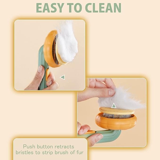 2 Pumpkin Cat Brushes for Indoor Cats, Awpland Self Cleaning Cat brush for Shedding and Deshedding, Deep Cleaning Pet Brushes Pumpkin for Dogs Cats Puppy Rabbits Bunny