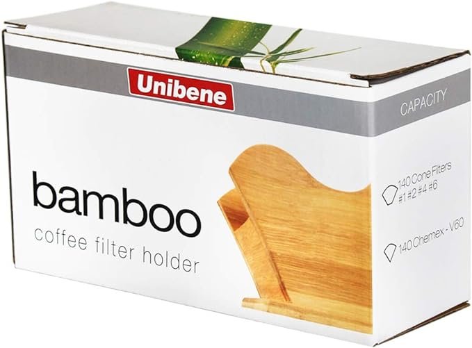 5 Bamboo Coffee Filter Organizer, Sustainable Holder for Square Cone-shaped and Flat-bottomed Pour Over Paper Filters