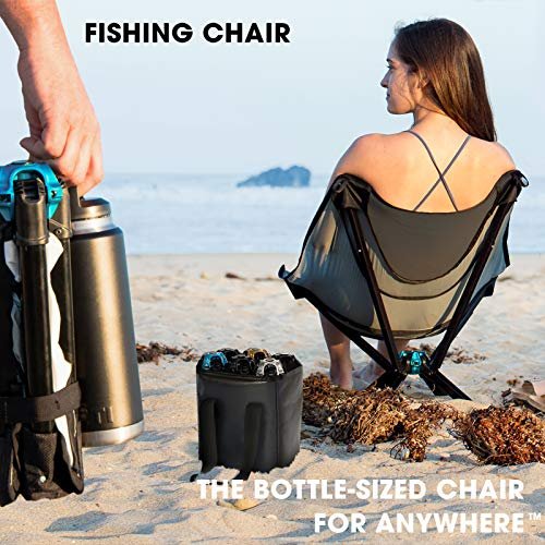 3 Cliq Camping Chair - Most Funded Portable Chair in Crowdfunding History. Bottle Sized Compact Outdoor Chair Sets up in 5 Seconds Supports 300lbs Aircraft Grade Aluminum