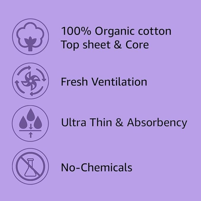 4 Super Long Overnight Pads Sanitary Pads, 100% Organic Cotton from Texas, Heavy Absorbency, Powerful Leak Protection, Unscented, Extra Long Length Pads for Women (10 Count)