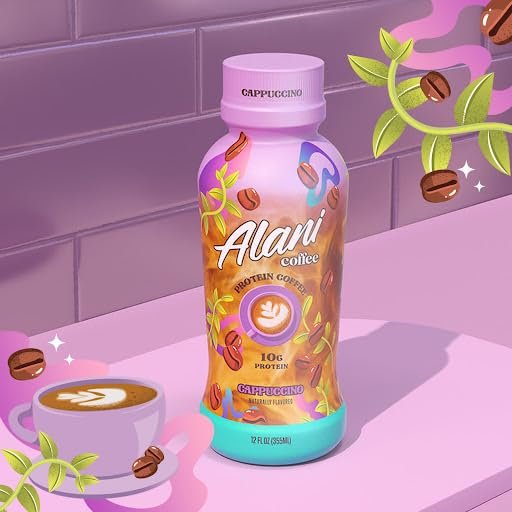 3 Alani Nu Protein Coffee, 100mg Caffeine, 10g Protein, Naturally Flavored, CAPPUCCINO, Only 90 Calories per 12 Fl Oz Bottle (Pack of 12)