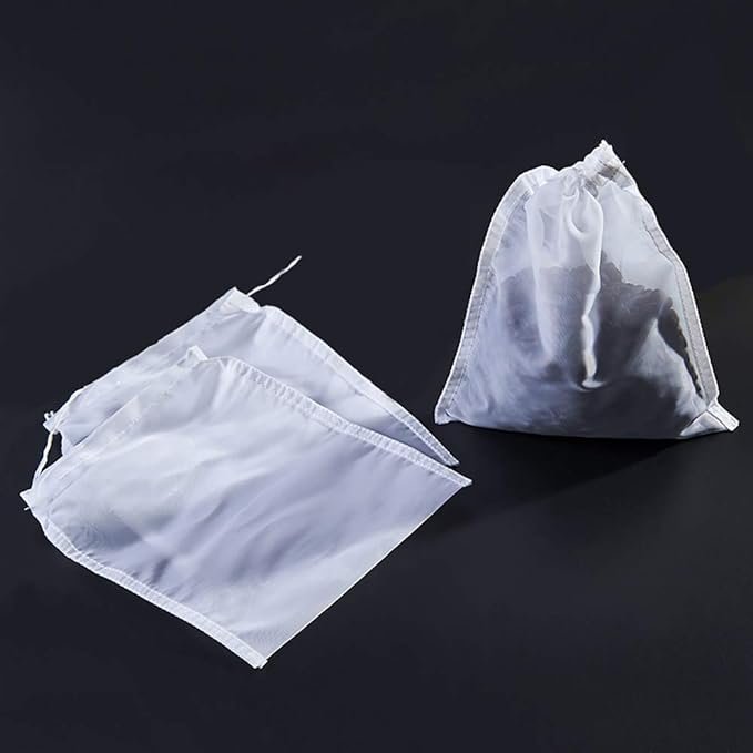 3 8 x 12 3-Piece Nylon Mesh Bags for Straining Nut Milk, Coffee, and Juice with 74 Micron Filter