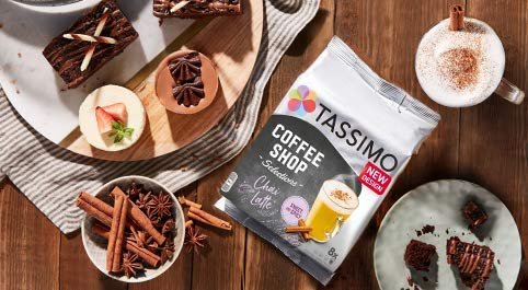 2 Tassimo Coffee Assortment - Jacobs Café Au Lait & Chai Latte Coffee Pods - 6 Bundles (72 Cups)