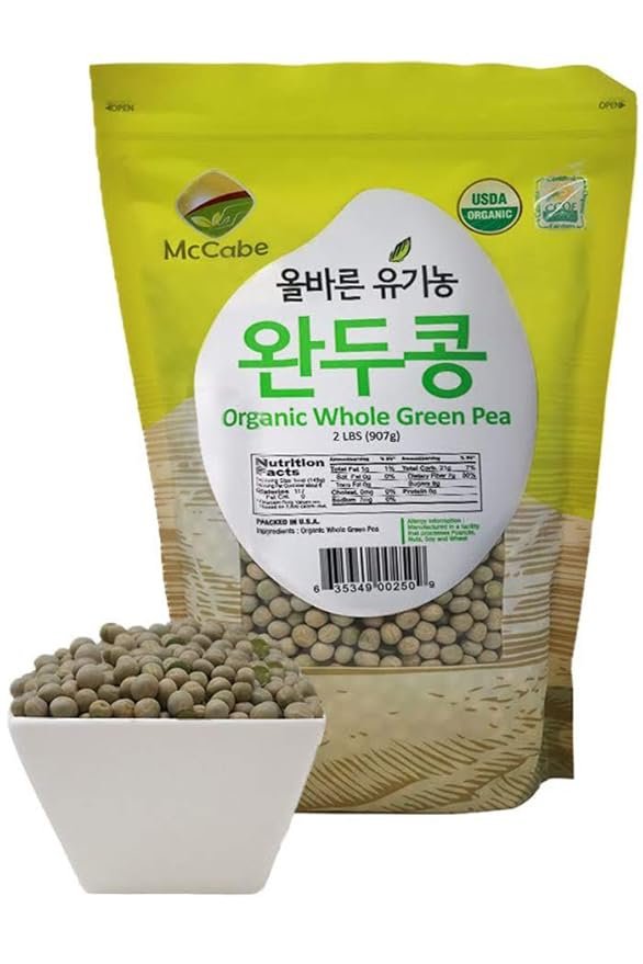 1 McCabe Organic Whole Green Pea - Green Peas | Rich with Fiber & Minerals | USDA and CCOF Certified | Packed in USA | 2Lbs