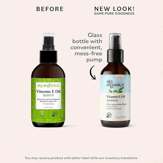 5 Sky Organics Vitamin E Oil Blend for Face 36,000 IUs to Moisturize, Restore & Smooth, 4 fl. Oz