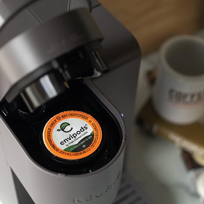 3 Fresh Roasted Coffee, Pumpkin Spice Compostable Envipods, Medium Roast, Kosher, 12 Count, for Keurig K Cup Brewers | Not for use in Ninja or Hamilton Beach Brewers