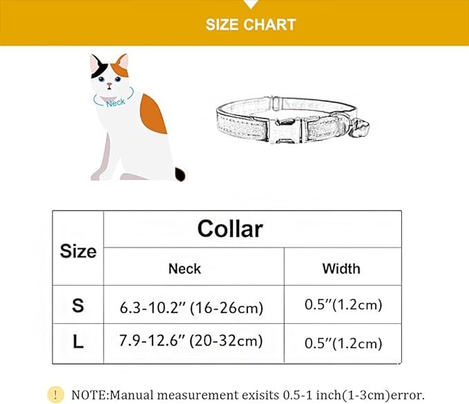 1 Cat Collar Personalized with Name Phone Number Engraved,Customized with Bell for Small Dogs Puppy Kitten