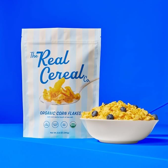 5 The Real Cereal Company, Organic Corn Flakes Cereal 3-Pack, Zero Sugar, Gluten-free, Non-GMO, Made in California