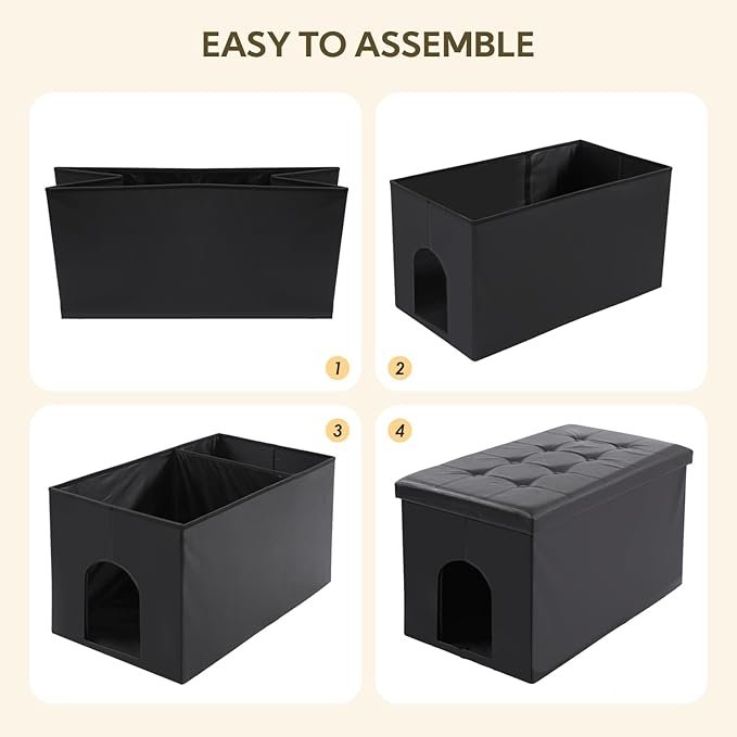 3 MEEXPAWS Cat Litter Box Enclosure Furniture Hidden, Cat Washroom Bench Storage Cabinet | Extra Large 36'' x 20'' x 20''| Dog Proof | Waterproof Inside/Easy Clean | Easy Assembly | Odor Control