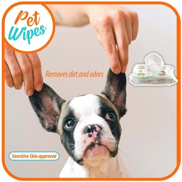 4 pet Wipes for Dogs and Cats Hypoallergenic Natural Products for Cleansing from Nose to Tail 100 Count 8x7in Wipes Perfect for Grooming and Cleaning Made in The USA Fragance-Free