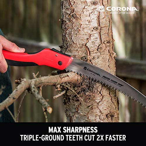 2 Corona Tools 10-Inch RazorTOOTH Folding Saw | Pruning Saw Designed for Single-Hand Use | Curved Blade Hand Saw | Cuts Branches Up to 6" in Diameter | RS 7265D