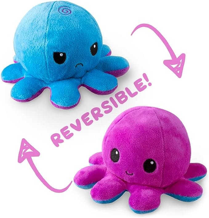 6 TurtleSoft - The Authentic Two-Sided Octopus Plush Toy - Lavender + Sapphire - Adorable Relaxing Stuffed Toys That Reflect Your Emotion