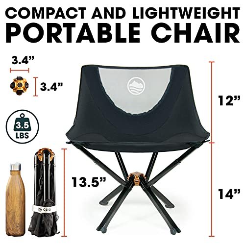 6 CLIQ Portable Chair Camping Chairs - A Small Collapsible Portable Chair That Goes Every Where Outdoors. Compact Folding Chair for Adults - Camping Chair Supports 300 Lbs