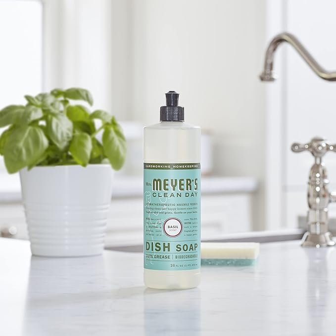2 MRS. MEYER'S CLEAN DAY Kitchen Essentials Set, Includes: Hand Soap, Dish Soap, and All Purpose Cleaner, Basil, 3 Count Pack