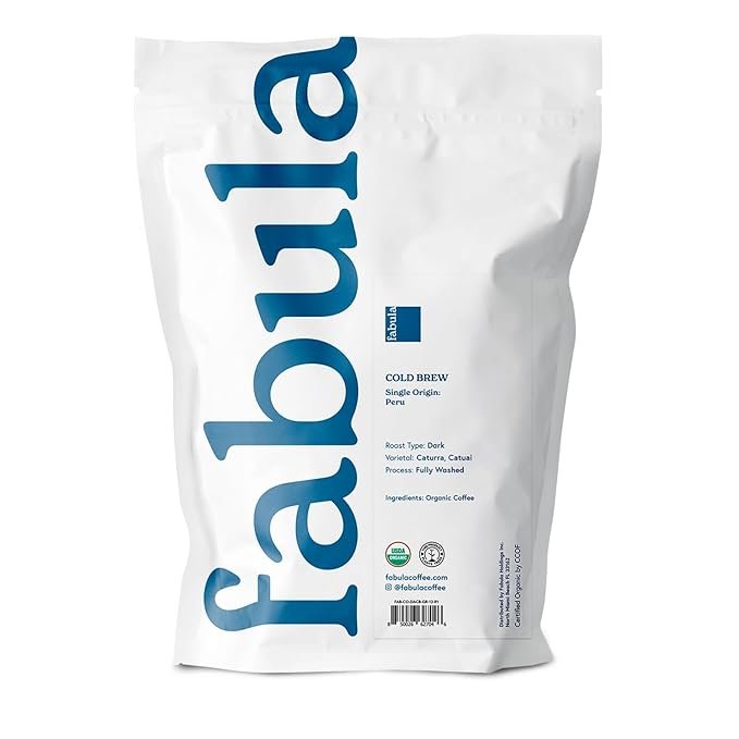 2 Fabula Coffee Cold Brew Freshly Grounded - Organic - Low Acid - Single Origin - Non-GMO - Mold Free - 12 Ounces