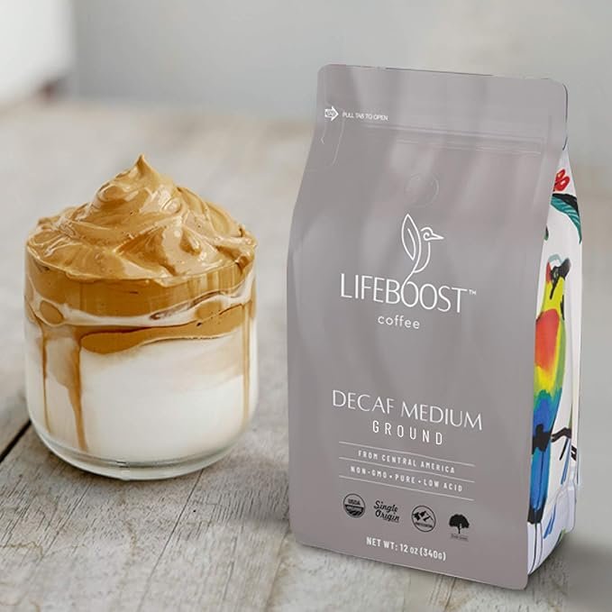 1 Lifeboost Coffee Medium Roast Swiss Water Decaf Coffee Ground - Low Acid Single Origin USDA Decaf Organic Coffee - Non-GMO Coffee Third Party Tested For Mycotoxins & Pesticides - 12 Ounces