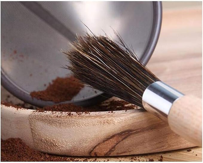2 Coffee Grinder Cleaning Brush - Barista's Choice - Espresso Machine Cleaner Tool for Home Kitchen - Premium Quality Beechwood Handle, Natural Boar Bristles, Convenient Leather Hanging Loop, Length: 8