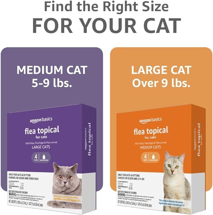 5 Amazon Brand - Solimo Flea Topical for Large Cats (over 9 pounds), 4 Count