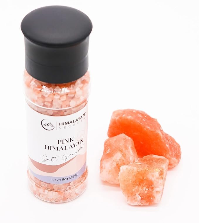 2 Himalayan Delights Natural Pink Culinary Salt in Reuseable Mill - 8 oz Nourishing Unprocessed Salt Enriched with Essential Elements - Approved by Kosher Authority