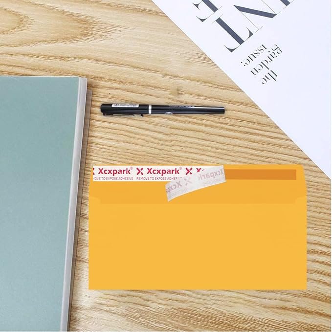 3 120 PCS #10 Golden Self Seal Kraft 4-1/8 x 9-1/2 inches Security Envelopes, Windowless Invisible Envelopes Super Strong Quick Seal Envelopes Security Tint Pattern Secure