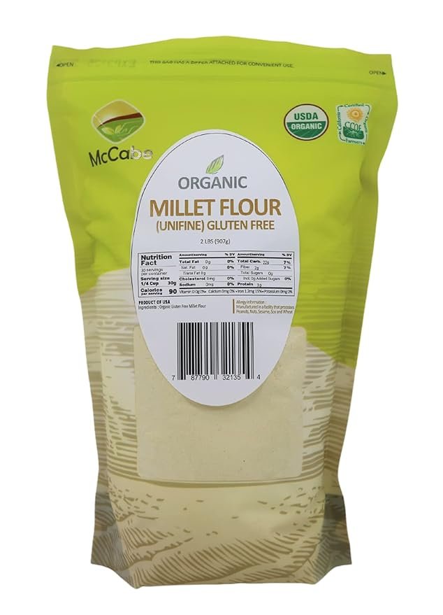 2 McCabe Organic Millet Flour - Millet Flour Organic | Rich with Fiber & Minerals | USDA and CCOF Certified | Product of USA | 2Lbs Pack of 2