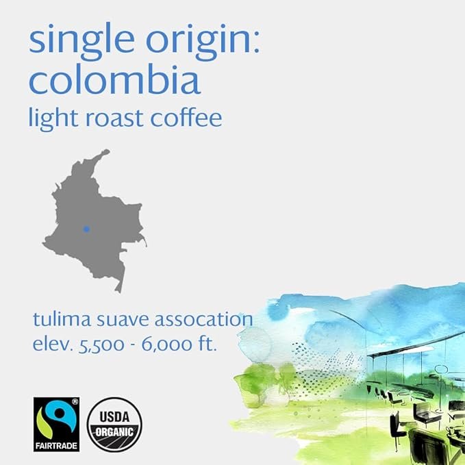 3 Grace Farms, Organic Whole Bean Coffee, Single Origin Colombia Light Roast, 12oz Bag, 1 Count | Notes of Caramel & Citrus | Gives Back 100% of Profits