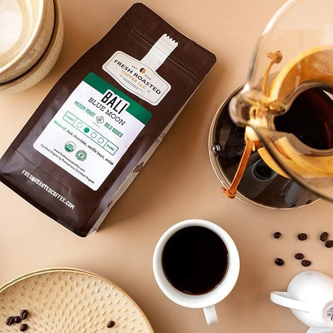 3 Fresh Roasted Coffee, Organic Bali Blue Moon, 2 lb (32 oz), Medium Roast, Kosher, Whole Bean