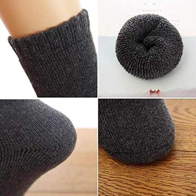4 Winter Wool Crew Socks for Men - Cozy and Insulating Thick Socks (Bundle of 3/5), Assorted Colors, Fits Shoe Sizes 7-12