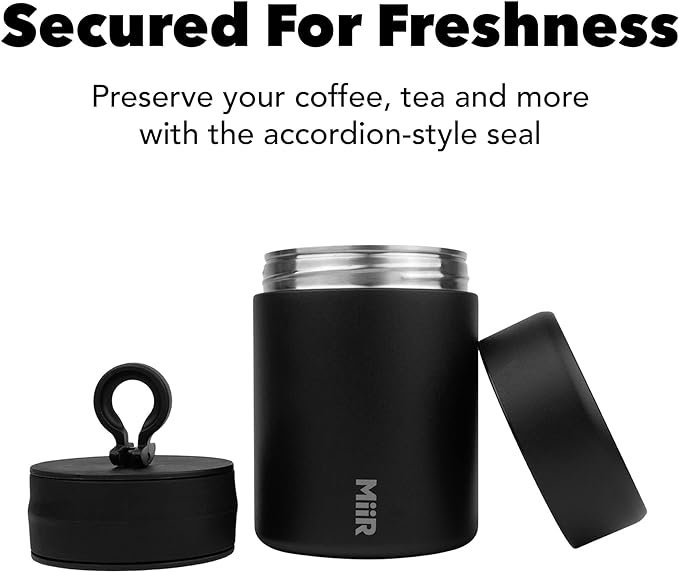 2 Airtight Coffee Keeper, Multifunctional Coffee and Tea Organizer, Strong Stainless Steel Build, Stylish Black Coating