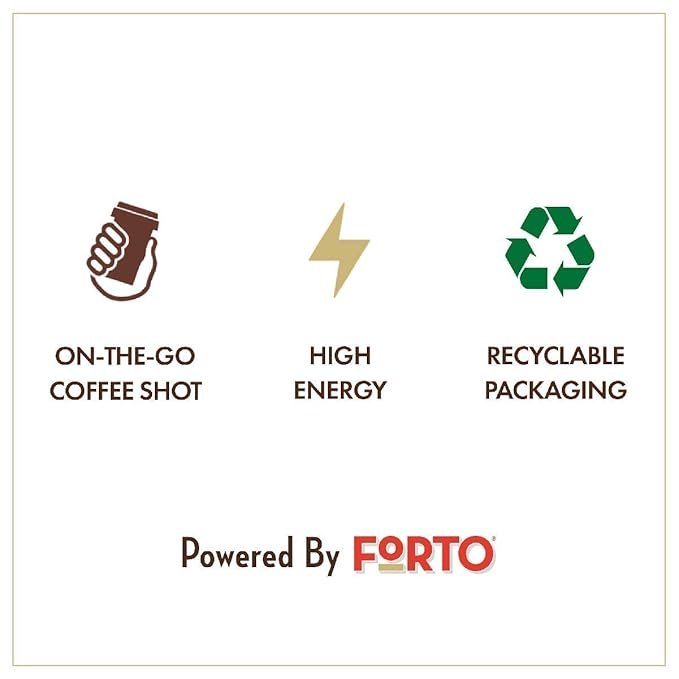 1 FORTO Energy Boost Cold Brew Coffee Shots - Original Glazed Donut Flavor, Portable and Convenient, High Energy Concentrated Cold Brew, 2 Fl Oz, Pack of 6